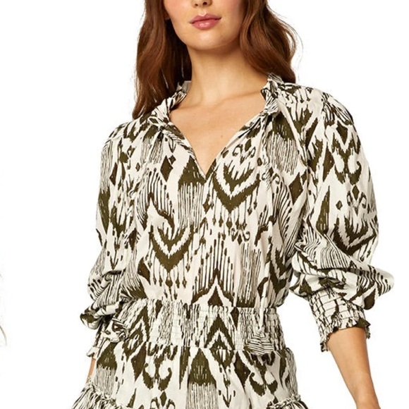 MISA Los Angeles - Top Olive Green Ikit Print sz XS - Picture 1 of 12